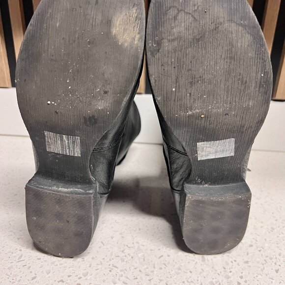 Steve Madden Enngage Black Leather Mid Calf Boots Moto Style Gold Women's Size 8 - Picture 4 of 16